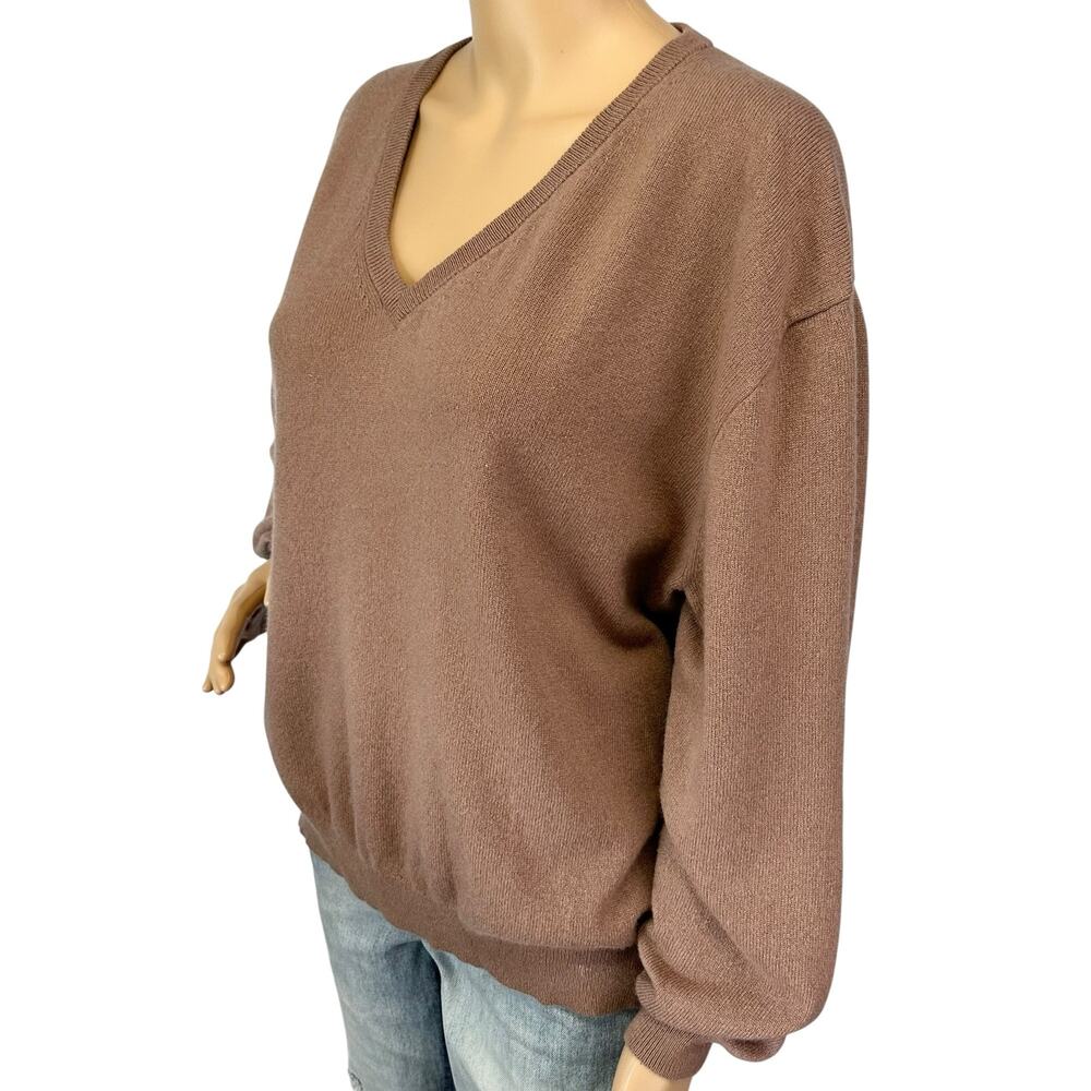 J. Crew Pure Cashmere Relaxed V-neck Sweater Earthy Mocha BA394 Size M - Picture 5 of 12